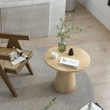Журнальные столики из массива дерева в скандинавском стиле, мебель для гостиной, Простой круглый стол, Дизайнерский домашний диван для гостиной, приставной столик