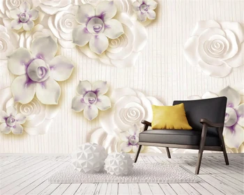 WELLYU3D Современные экологические трехмерные обои с резьбой по нефриту, белая орхидея, цветок, обои в китайском стиле, домашний декор
