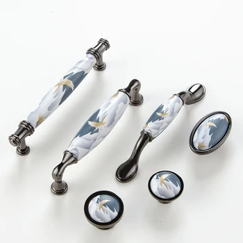 Небесно-голубые/Керамические Дверные Ручки Ручки Для Европейской Антикварной Мебели Выдвижные Ящики Для Кухонных Шкафов