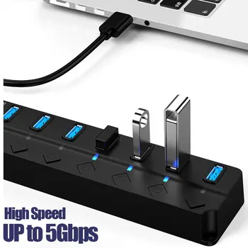 4/7-Портовый USB 3.0 Мульти USB-разветвитель Концентратор USB-концентратор 2.0 Используйте Адаптер питания с несколькими расширителями 30-сантиметровый Кабельный концентратор Док-станции