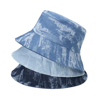 2023 Рыбацкая шляпа, мужская и женская новая джинсовая парусиновая шляпа, дорожный пляжный зонт, двусторонняя шляпа-чаша, солнцезащитная шляпа
