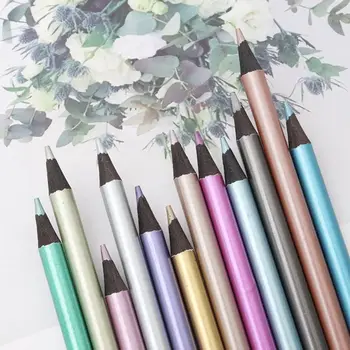 12 шт. металлических нетоксичных цветных карандашей + 6 флуоресцентных цветных карандашей для рисования Q1JC
