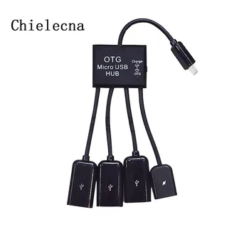 Горячая распродажа Chielecna, 4-портовый кабель для зарядки Micro USB2.0, OTG-концентратор для смартфона