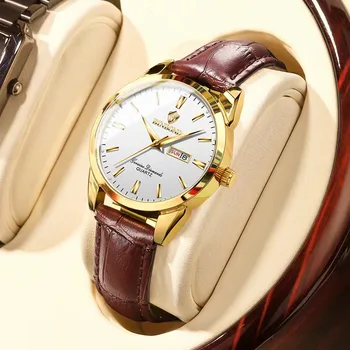 2023 Новые женские часы Модные женские кварцевые часы с водонепроницаемым светящимся белым циферблатом, простые кожаные роскошные женские часы