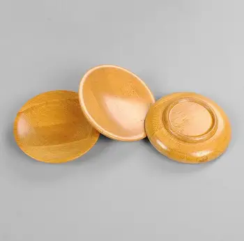 200шт Маленькие круглые тарелки из натурального бамбука Сельские любовные чувства деревянные тарелки для соуса и уксуса Посуда тарелки лоток SN3787