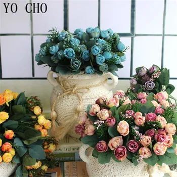 Разноцветные элегантные искусственные розы из шелка, 12 цветочных головок, цветочный декор для дома, сада, свадебные украшения своими руками