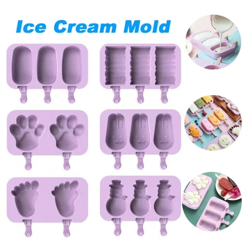 Силиконовая форма для мороженого с крышкой в форме животных, желе, сделай сам, домашнее Милое Мультяшное мороженое, Многоразовые формы для мороженого, палочки для мороженого