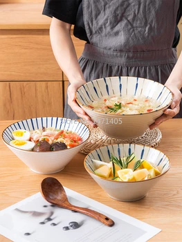 Японская керамическая миска Миска для рамена Креативная Миска для лапши Бытовая Большая Миска для риса Миска для риса, Миска для супа, Миска для лапши