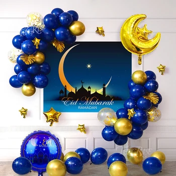 Воздушные Шары ИД Мубарак Рамадан Карим Украшение Для Дома Исламские Украшения Для Мусульманской Вечеринки Ид Аль Адха Луна Звезда Принадлежности Для Рамадана