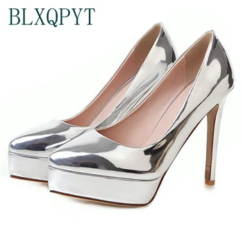 BLXQPYT/ заводская распродажа, большие размеры 32-48, Женские свадебные туфли на высоком каблуке 11,5 см, Милое платье, женские туфли-лодочки с острым носком, обувь A-6