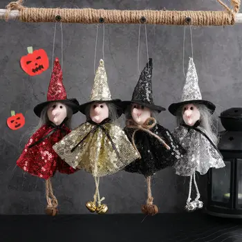 Украшение для Хэллоуина, Кукла-ведьма с блестками, Подвесные украшения, подвеска 