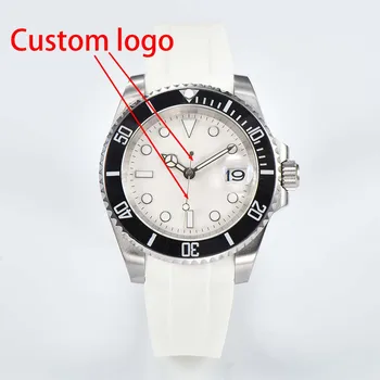 40,5 мм автоматические мужские часы для дайвинга Механизм NH35 Керамическое кольцо Водонепроницаемые часы сапфировый корпус GMT 20 мм резиновый ремешок