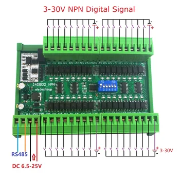 16-48 DI NPN/PNP Цифровой переключатель PLC Плата Расширения ввода-вывода 3000VDC Вход оптической изоляции RS485 Modbus RTU Модуль
