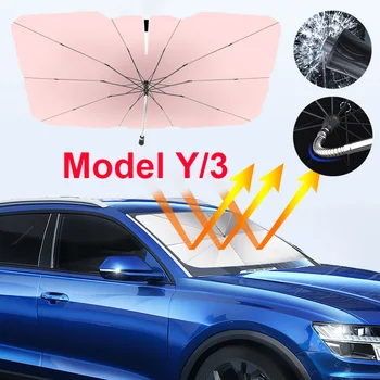 Автомобильный солнцезащитный козырек, козырек на лобовое стекло, с автомобильным предохранительным молотком, вращающийся на 360 ° гибкий вал, складной, подходит для модели Y/ 3