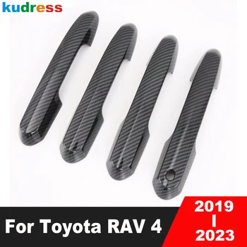 Накладка на ручку боковой двери Toyota RAV4 RAV 4 2019 2020 2021 2022 2023, Карбоновое украшение автомобиля, молдинг, внешние аксессуары