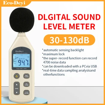 Шумомер для измерения 30-130 дБ Интеллектуальные цифровые шумомеры Датчик громкости Ручной тестер шума аудиодетектор