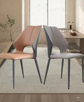 Современные кожаные обеденные стулья в стиле минимализма, роскошные столы в скандинавском стиле и минималистичные столы для гостиной, стулья со спинками