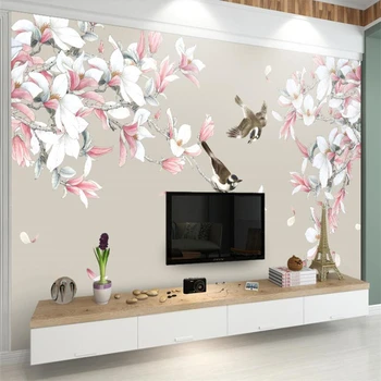 Китайская магнолия wellyu, ручная роспись, фон с цветами и птицами, большие настенные обои на заказ papel de parede