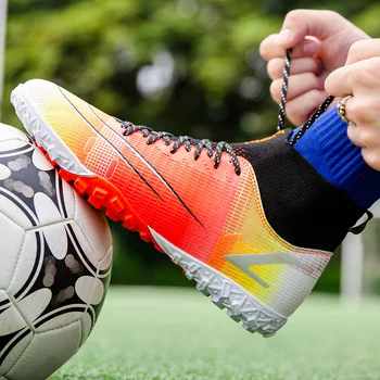 Футбольная обувь Новые футбольные ботильоны для взрослых и детей на открытом воздухе FG / TF, молодежные нескользящие футбольные тренировочные кроссовки, размер 30-45