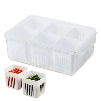 Холодильник Еда Свежая Коробка Яйца Еда Фрукты Овощи Лоток для хранения Сливные контейнеры для хранения продуктов Разделенные Кухонные Органайзеры