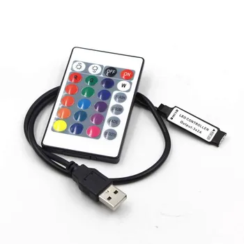 USB RGB контроллер 5V 12V 24Keys ИК пульт дистанционного управления Светодиодный диммер для 5V RGB светодиодной ленты USB light tape lamp