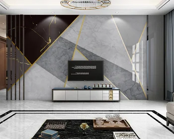 beibehang Custom Новый современный дизайн Интерьера спальни гостиной с геометрическим мраморным рисунком Фоновые обои из папье-маше