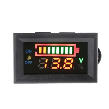 Автомобильный свинцово-кислотный аккумулятор 12 В с индикатором уровня заряда Светодиодный измеритель емкости аккумулятора Вольтметр Тестер