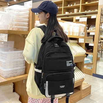 Женский рюкзак, однотонная повседневная мужская сумка с несколькими карманами, высококачественный школьный ранец для девочки-подростка, рюкзак для книг