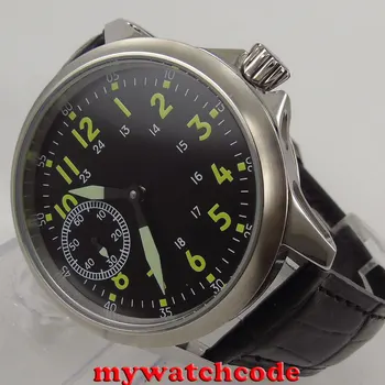 мужские наручные часы C89 с матовым 45-миллиметровым черным циферблатом 6497 с ручным заводом