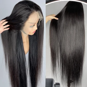 360 Кружевной парик из человеческих волос 30 дюймов, прямой, как кость, Прозрачный Бесклеевой кружевной фронтальный парик, распродажа, распродажа Для чернокожих женщин, предварительно выщипанный
