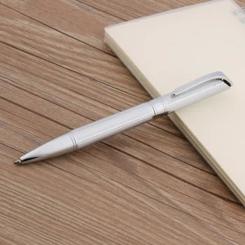 Роскошная металлическая шариковая ручка Процесс хромированного серебряного волнообразного покрытия Чернильные ручки с решетчатым рисунком Канцелярские школьные принадлежности