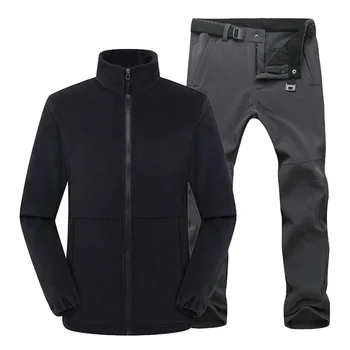 Мужские зимние куртки для пеших прогулок, кемпинга, уличного теплого флисового пальто Softshell, брюк, альпинистских брюк, водонепроницаемого треккингового комплекта