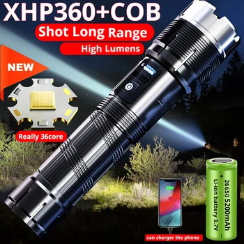 мощный светодиодный фонарик XHP360 Перезаряжаемый 36-ядерный фонарик Usb P Тактическая вспышка Охотничий Фонарь Водонепроницаемый Ручной фонарь