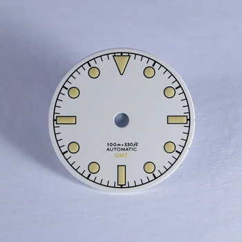 Винтажные часы GMT NH34 Циферблат Ретро Бежевый Lume Дата Без Даты для NH34A Abalone Turtle Skx007 Skx009 NO'5 SBLA061 28,5 мм