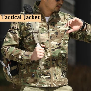 Мужская уличная камуфляжная тактическая куртка для боевой подготовки, военная одежда, весна-осень, тонкие износостойкие топы с воротником-стойкой, пальто