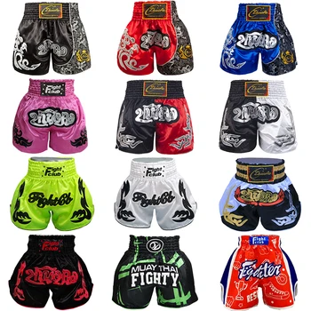 Боксерские шорты Мужские женские детские шорты с вышивкой Муай тай Шорты для тренировок и соревнований по ММА одежда для боя по кикбоксингу и грэпплингу