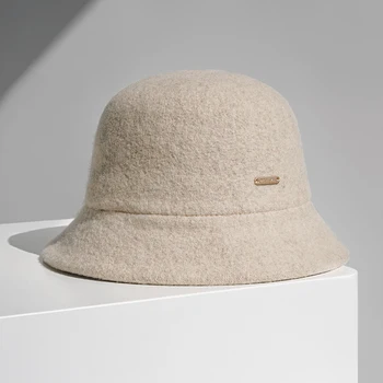 Новая однотонная универсальная шерстяная рыбацкая шапка 2022 года, женская теплая шапка для похода по магазинам, новинка осени и зимы