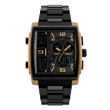 2020 Кварцевый цифровой механизм с двойным дисплеем, мужские часы в стиле милитари с обратным отсчетом времени, мужские спортивные часы Relogio Masculino 1274
