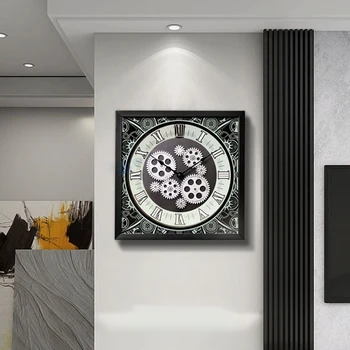 Настенные часы в стиле ретро, большие промышленные настенные часы с движущимися шестеренками в стиле стимпанк Для современного декора гостиной, металлические настенные часы
