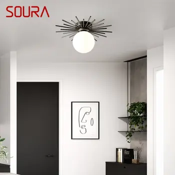 Современный Латунный потолочный светильник SOURA в скандинавском стиле, простые креативные медные светильники для дома Для декора лестниц и проходов