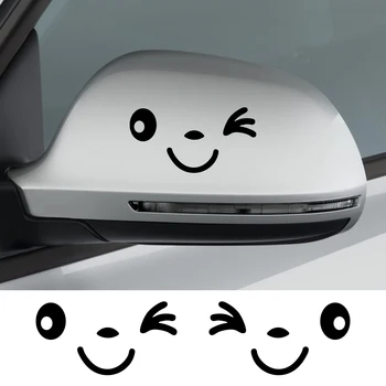 Универсальные наклейки на зеркало заднего вида автомобиля с милой улыбкой, наклейки на виниловую пленку в графическом стиле, тюнинг автоаксессуаров, подходящих для всех моделей