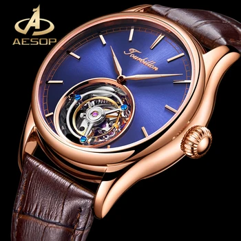 Мужские механические часы AESOP Real Tourbillon, водонепроницаемые часы, Часы из сапфирового стекла от ведущего бренда, Роскошные Деловые Мужские часы