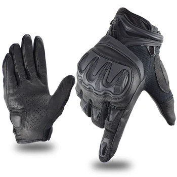 Новые Летние Мотоциклетные перчатки для уличных велосипедов Guantes Moto Men Из черной кожи для мотокросса Гоночные Велосипедные перчатки для верховой езды