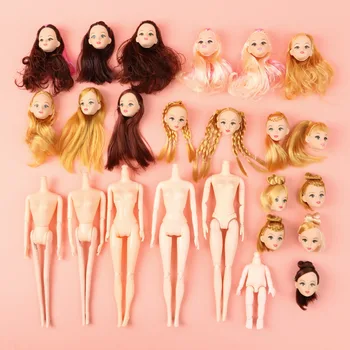 1 шт. кукольная голова с золотисто-коричнево-черными волосами для куклы BJD 30 см, 3D глаза, кукольный шарнир, головной убор, аксессуары для кукол, игрушки для девочек, подарок