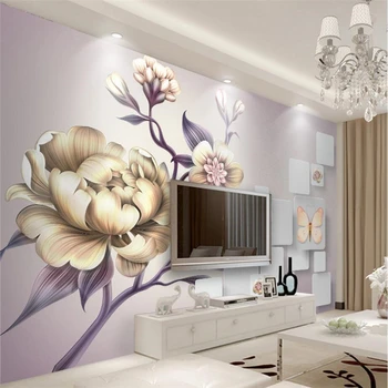 обои beibehang, фрески на заказ, гостиная, спальня, диван, лежащий только красивая ручная роспись пион, 3D ТВ фон стены