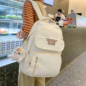 Новый студенческий школьный ранец большой емкости, однотонная нейлоновая двойная сумка через плечо, сумка для ноутбука, школьный рюкзак для студентов колледжа