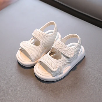 Детская обувь Модные дышащие детские сандалии для мальчиков Лето 2023 г. Новые белые крутые тапочки Сандалии 21-30