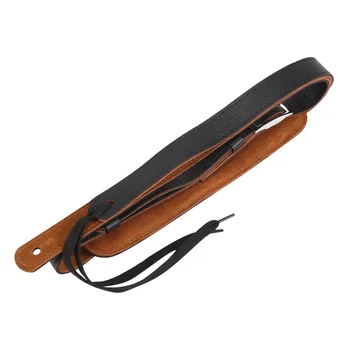 Прочная кожаная и металлическая пряжка для электрогитары, плечевой ремень, регулируемые винтажные гитарные ремни-черный цвет