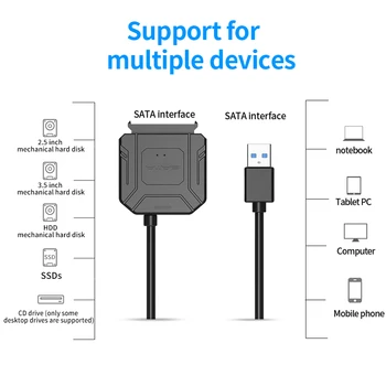 TISHRIC USB 3 0 К Sata 22PIN Кабель Поддержка 2 5 3 5 Внешний SSD HDD Адаптер Для Жесткого Диска С ЕС Мощность SATA III Шнур Для Ноутбука