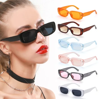 Модные женские солнцезащитные очки в ретро-стиле, очки в квадратной оправе, Маленькие Прямоугольные Солнцезащитные очки с защитой от UV 400, Очки для путешествий